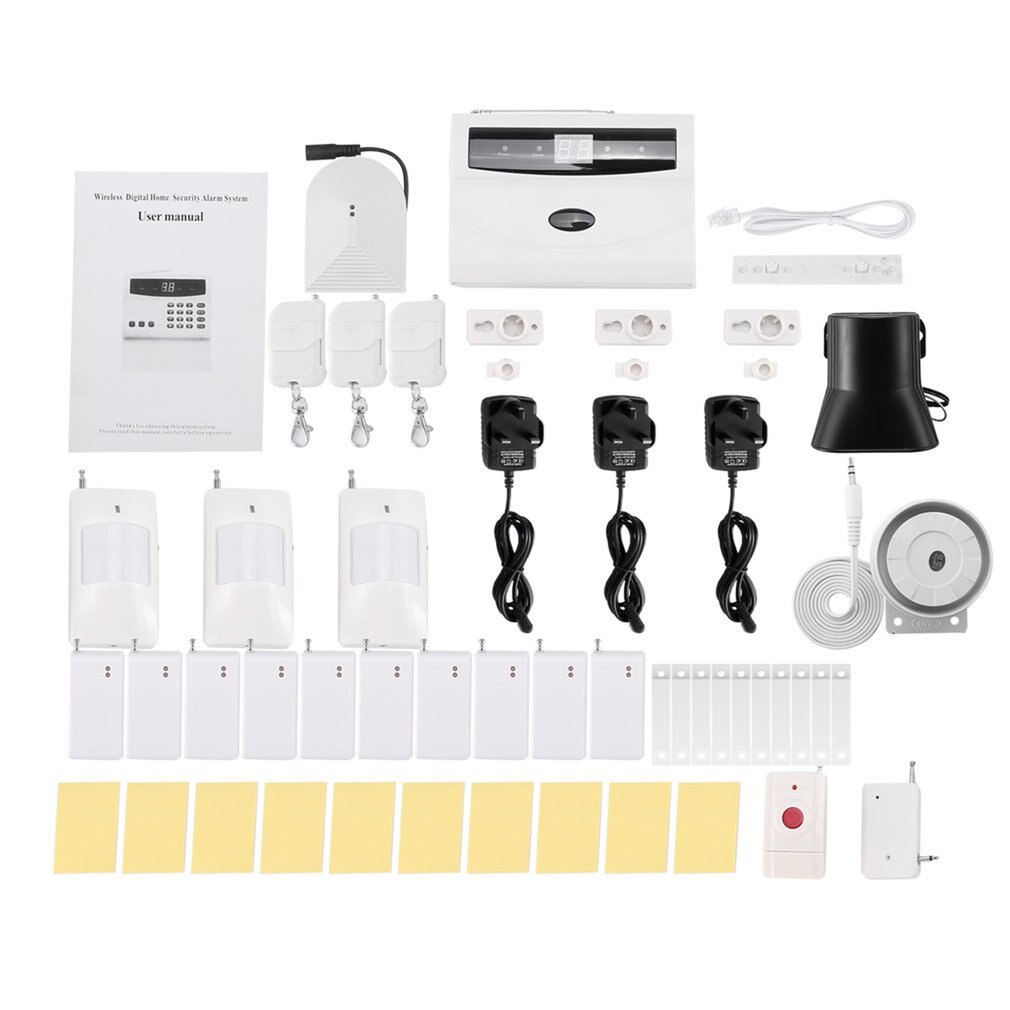 LED Intelligent Wireless Digital Home Security Alarm System Fireproof Burglarproof Emergency Help White For Home Safe