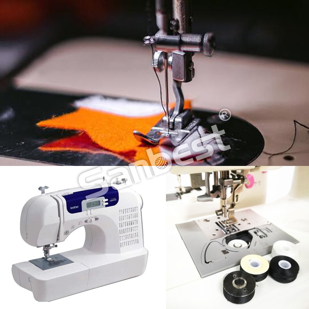 Sanbest Sideless Polyester Prewound Bobbins Threads Without Core 150D/1 Size L Sewing Machine Coreless Overlock Bobbin Thread