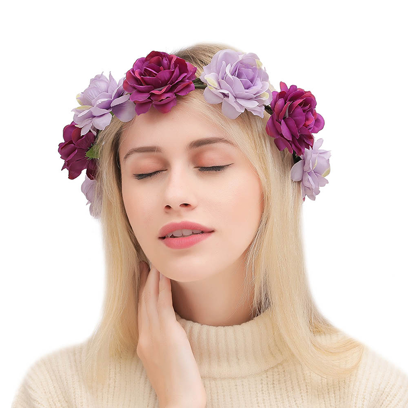 Tocado de flores más vendido, diadema informal de playa, viento, rosa, corona nupcial