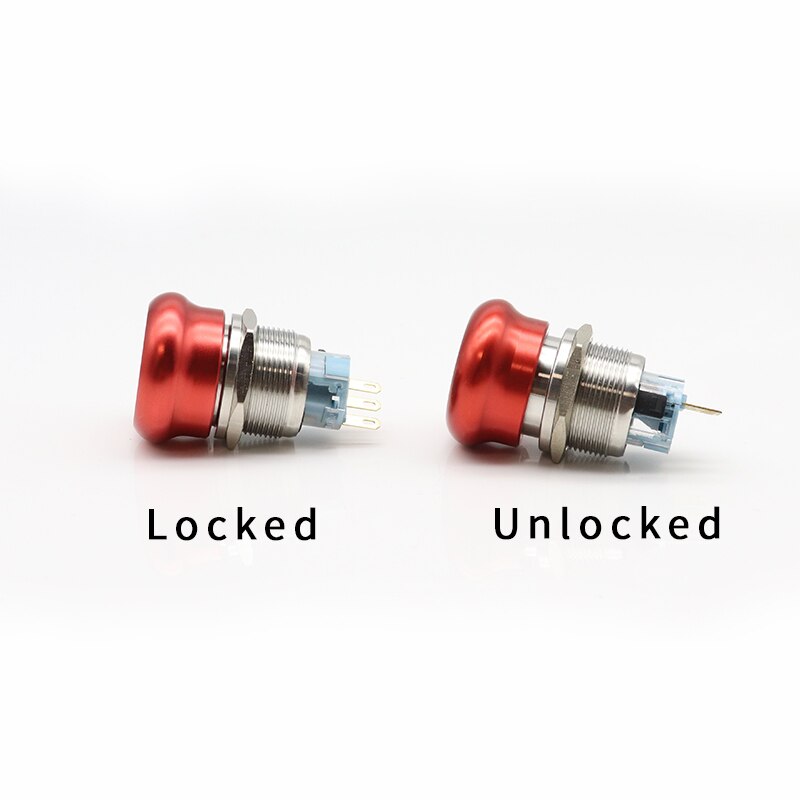 16/19/22mm stainless steel Emergency stop switch Push Button Switch latching 1NO1NC 2NO2NC Car button pin terminal 22JT