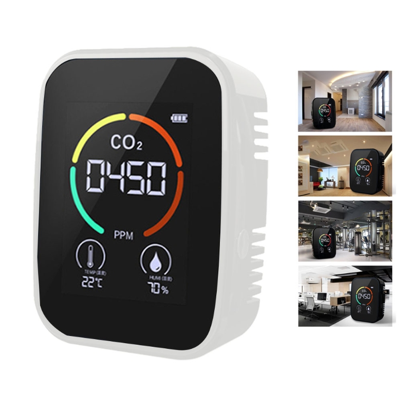 Multifunctional 5 in1 CO2 Meter Digital Temperature Humidity Sensor Tester Air Monitor Carbon Dioxide TVOC HCHO: W-A