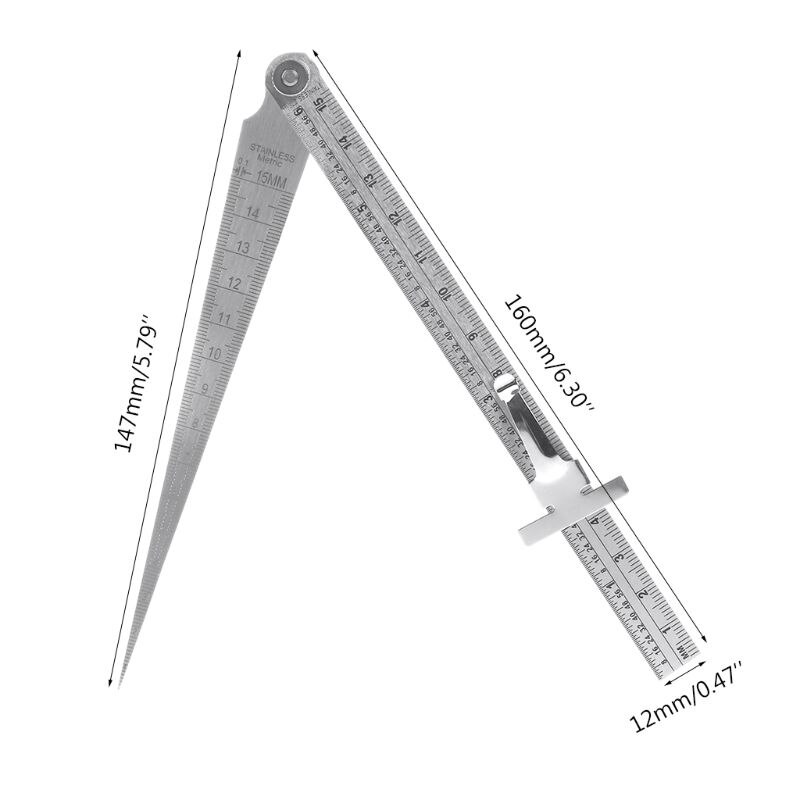 Stainless Steel Welding Taper Gage Feeler Gauge Gap Hole Inspection Test Ruler inch/mm