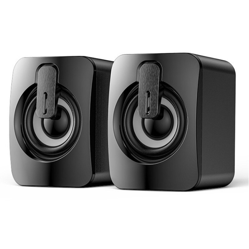 Computerhøjttalere pc lydboks hifi stereomikrofon usb kablet højttaler med led-lys til stationær computer og bærbare computere: Træ-