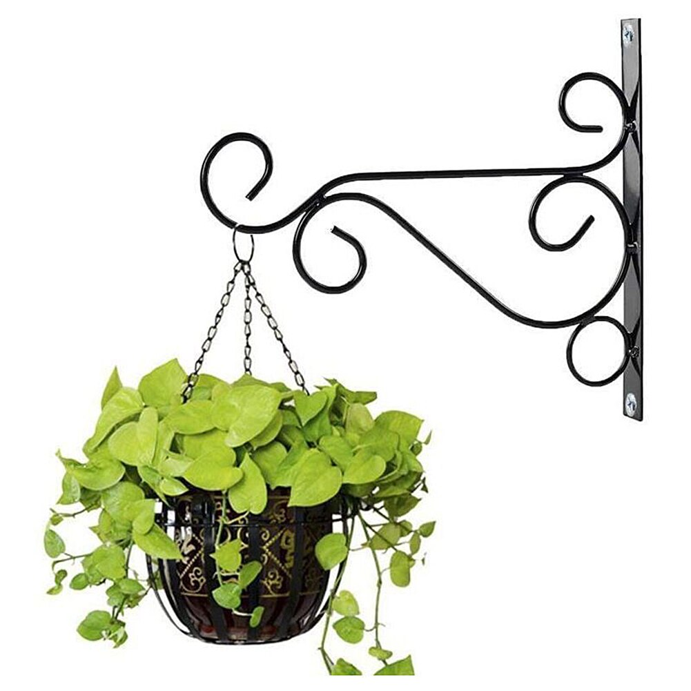 1 Pcs Iron Wall Hanging Flower Stand Brackets Hooks for Garden Basket Lantern Lawn Light Flower Pots Plant Hanger Gardening