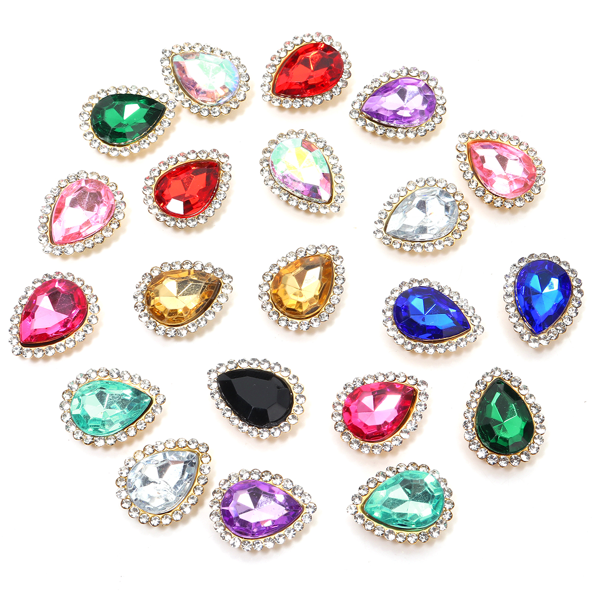 20 piezas forma de gota de agua de girasol, garra de costura, diamantes de imitación, cristales, cuentas de vidrio, botones, piedras para coser, diamantes de imitación para coser ropa: Morado