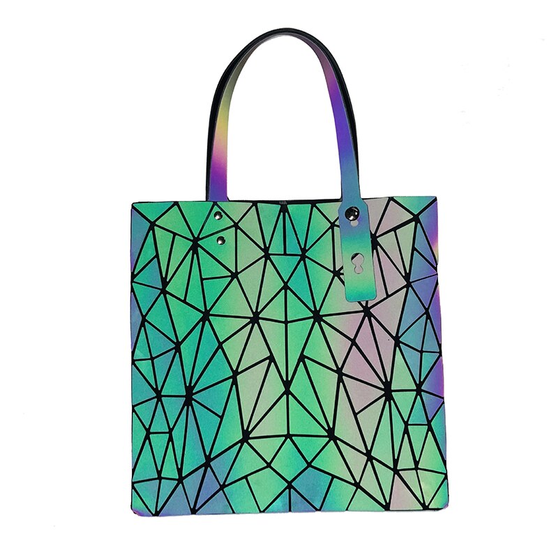 Bolso de hombro estilo japonés bolso de mujer geométrico Irregular luminoso correa de hombro ajustable Bolsos De Mujer bolsos plegables: Irregular Geometry
