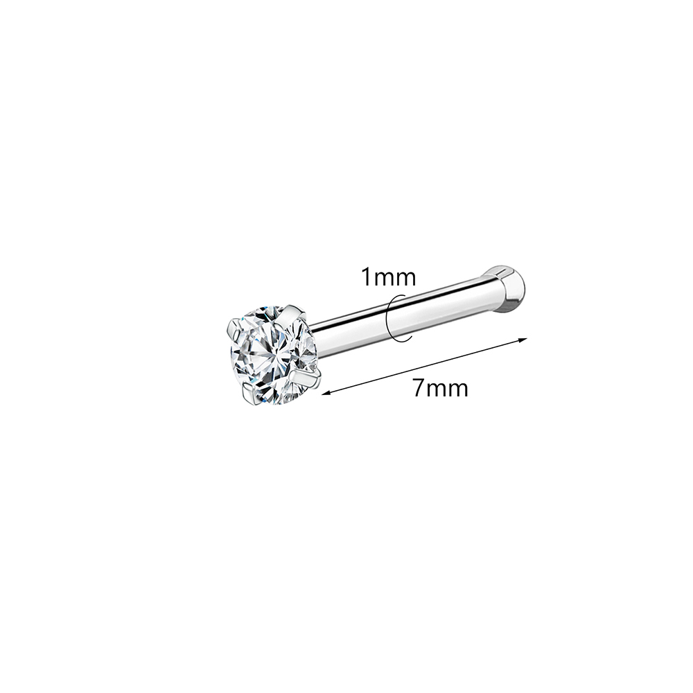ZS 18/20G 925 scheggia narice piercing Placcato Oro Naso Borchie Zircone Lucido Setto Anelli Al Naso per Le Donne Reale sterlina Naso perno: Rosso / Pistola nera placcata