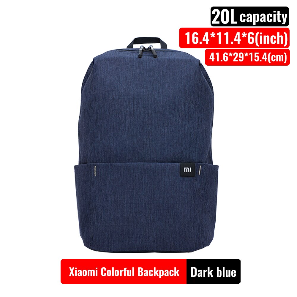 Original Xiaomi Mi Backpack 7L/10L/20L Urban Leisure Chest Colorful Backpacks Sports Waterproof Bag Unisex: 20L Dark blue