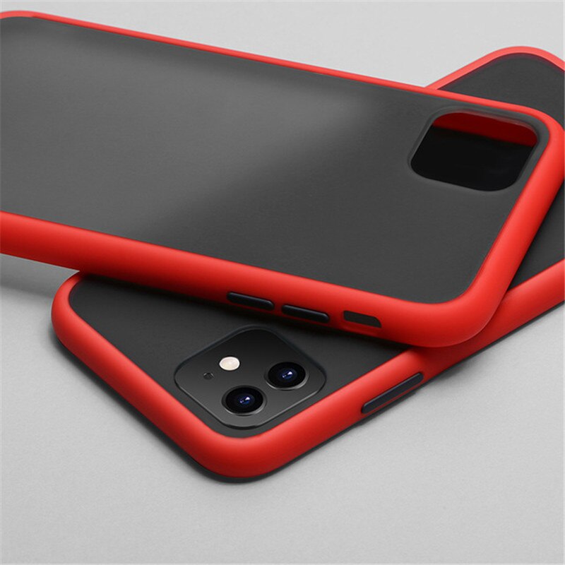 Per Xiaomi Redmi Nota 9S Caso Antiurto Bumper di Colore TPU Cornice Trasparente Della Copertura per la Nota Redmi 9 Pro Max opaco Dura del PC Casi: For Note 9 Pro Max / Red