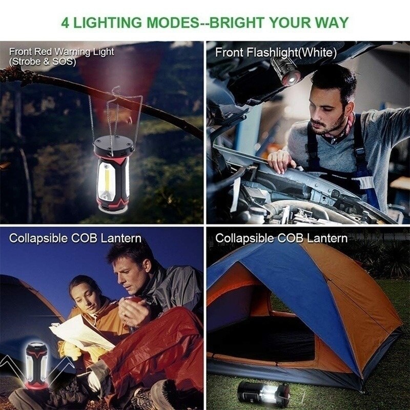 Handheld LED work light COB LED inspection work light 90°rotation folding camping light portable tent LED light charging via USB