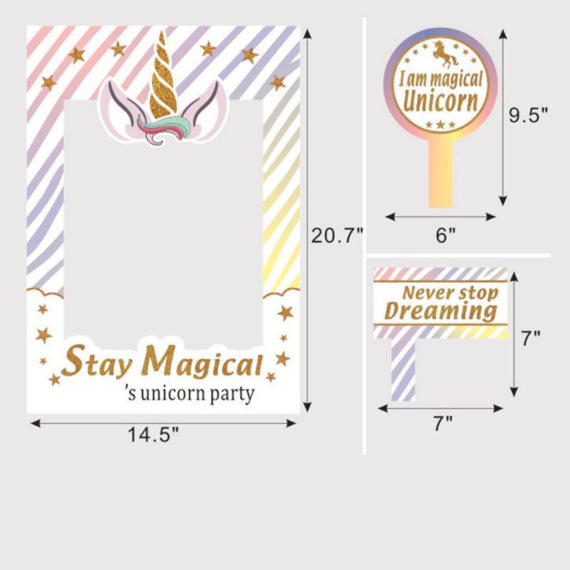 Photo Booth Frame Birthday Party Decorations Adult Kids Photobooth Props Baby Shower Unicorn Birthday Party Photo Accessories: Default Title