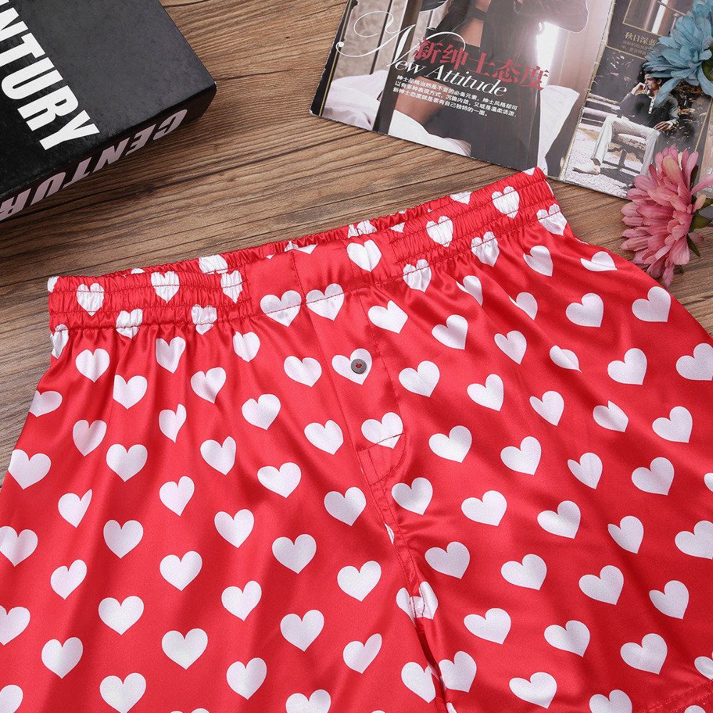 herren Cute Liebe Herz Druck Klassische Weiche Boxer Shorts Leichte Lose Outfit Lounge Shorts für Strand Party Sommer Kleidung