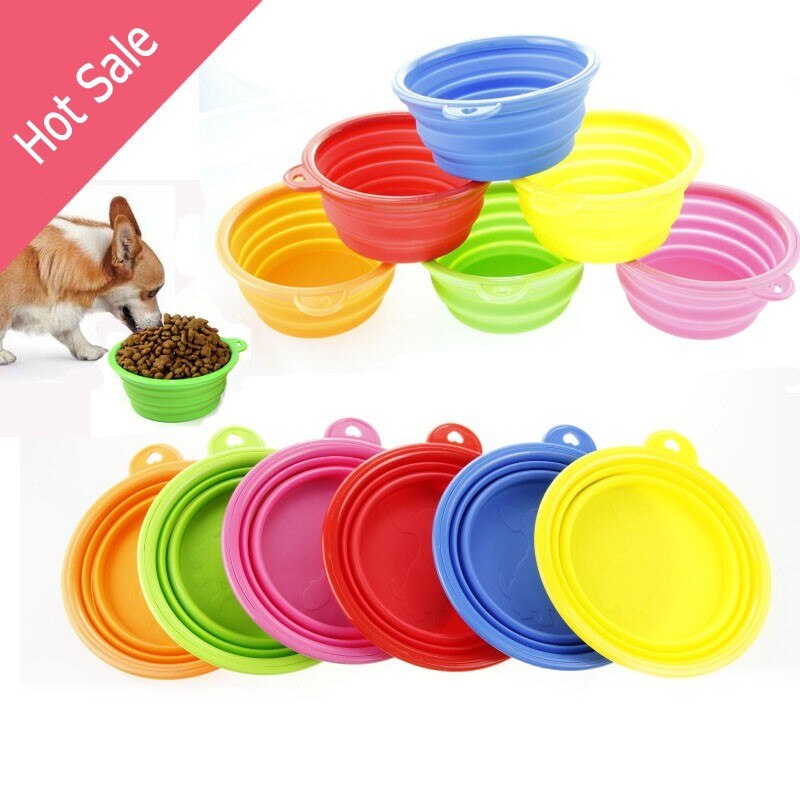 Cuenco plegable para perro y gato, contenedor de comida para mascotas, plato de agua, alimentador portátil para perros y gatos