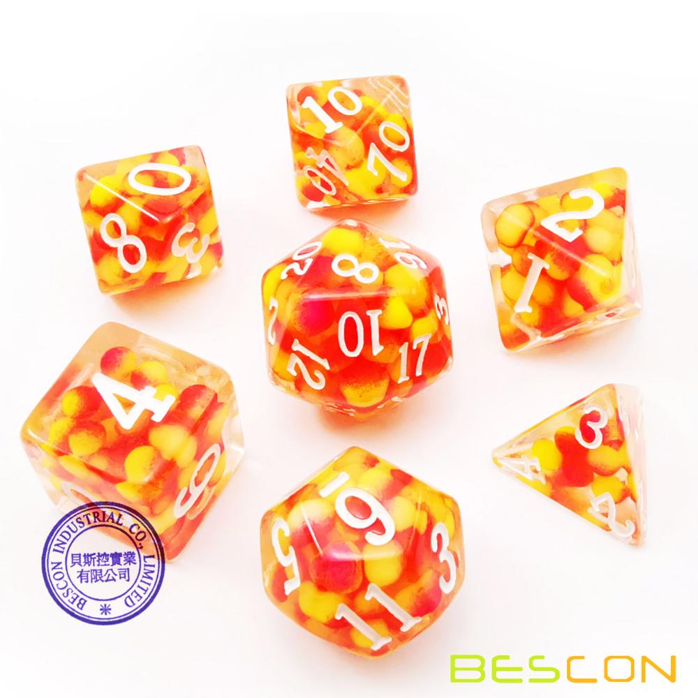 Bescon firey真珠多面体サイコロセット、火災の真珠ポリrpgサイコロセット 7