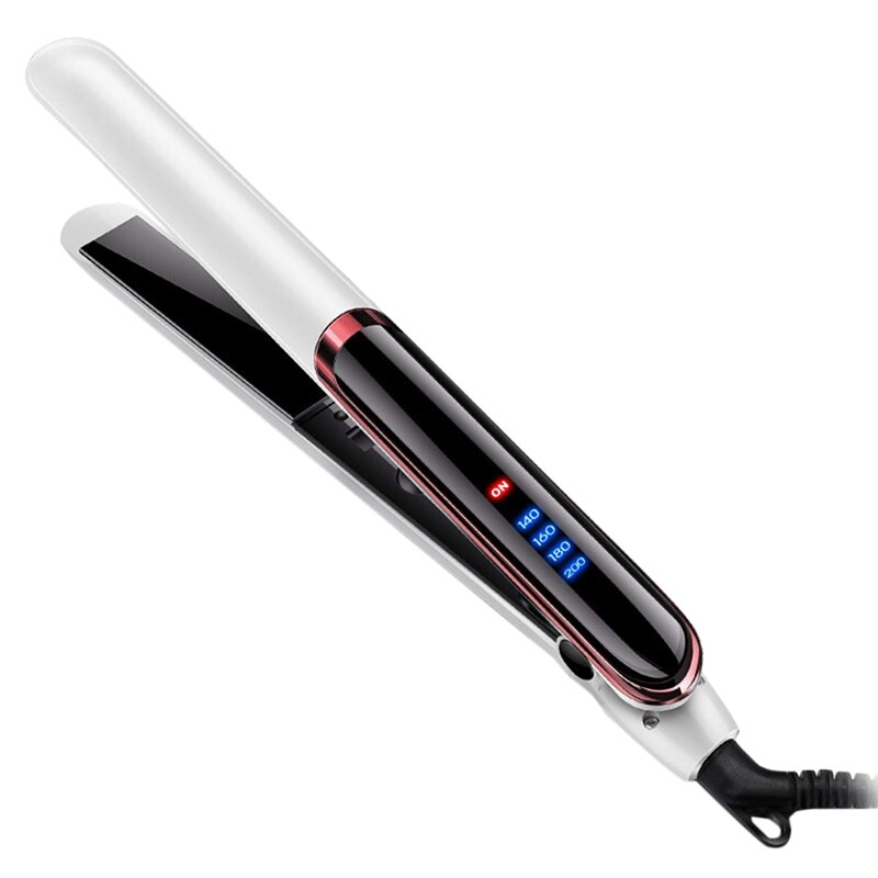 Fer à lisser pour cheveux raides cheveux bouclés sec-humide double usage fer plat Led numérique redressage (blanc) prise ue: Default Title