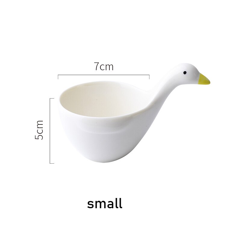 Cute Ceramic Duck Bowl Handmade Saucebowl Small Pottery Spice Bowl Trinket Dish Home Storage Animal Seasoning Keeper Salt Holder: 1 small