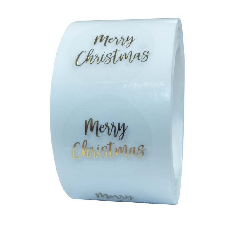500pcs Round Transparent Merry Christmas Stickers Envelope Cards Seal Label 781C