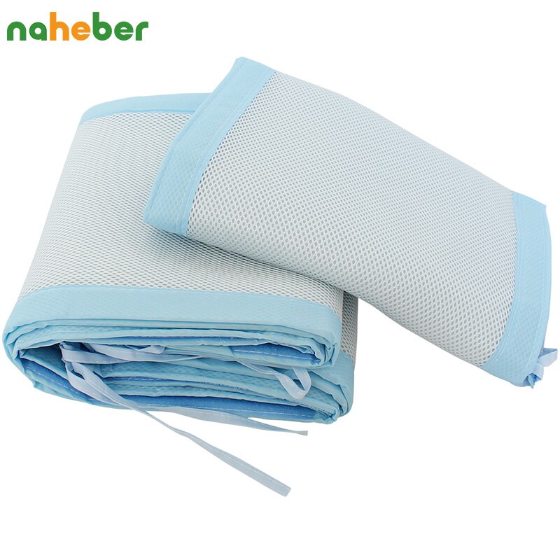 Cama de bebê Crib Bumpers Bumper Malha Respirável 3 Camada Forro de Berço Do Bebê Da Cama de Bebê Cama Berço Em Torno de Protetor de Azul e rosa Cor
