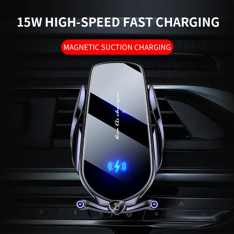 Samochodowy uchwyt na telefon 15W Bezprzewodowa szybka ładowarka Magnetyczna ładowarka Sterowanie dotykowe dla iPhone 12 13 14 15 Pro Max Xiaomi Huawei