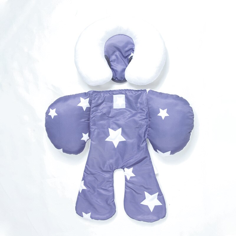 Almohadilla para cochecito de bebé, cojín bordado para asiento de niño, cojín del cuerpo para la cabeza para niños, cojín de doble cara para cuatro estaciones: MSF Purple Printed Cushion