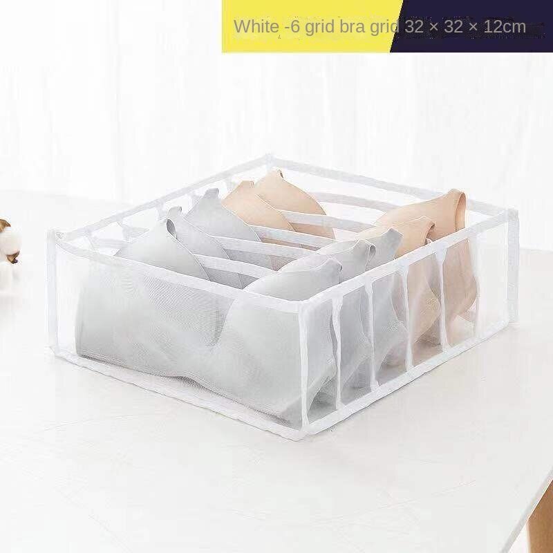 Ondergoed Sokken Opslag Boxs Bra Underpants Opvouwbare Divider Drawer Closet Organizer Huishoudelijke Kleding Opslag Sorteren Gereedschap: white 6 grid-A