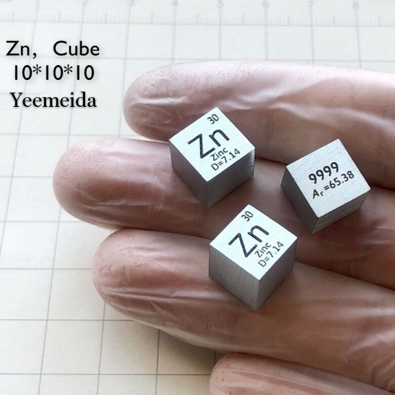 Element Cube 10Mm Pure Dichtheid Kobalt Nikkel Koper Zink Zirkonium Niobium Molybdeen Tin Tungsten Bismut Lood Antimoon Indium: 1pcs Zinc cube