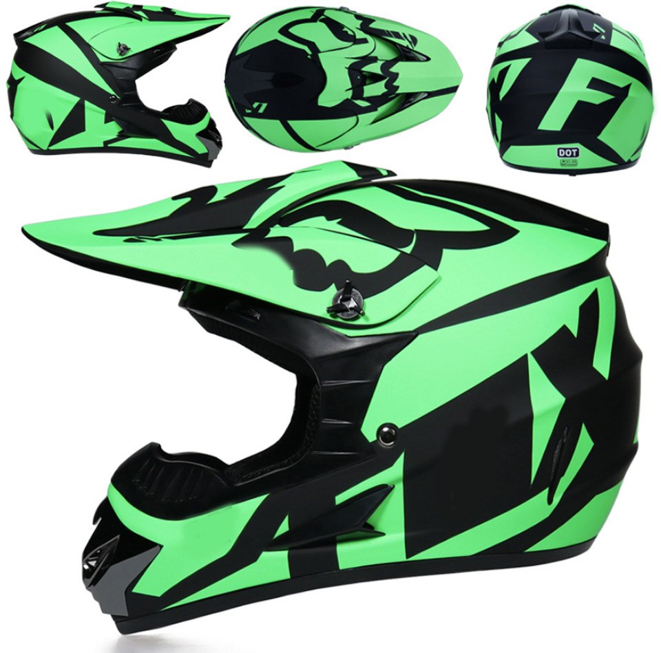 Youth Motocross Helmets, Motorcycle Racing Kart Snowmobile Helmet Casco Moto, Unisex, Suitable for All Seasons: Green