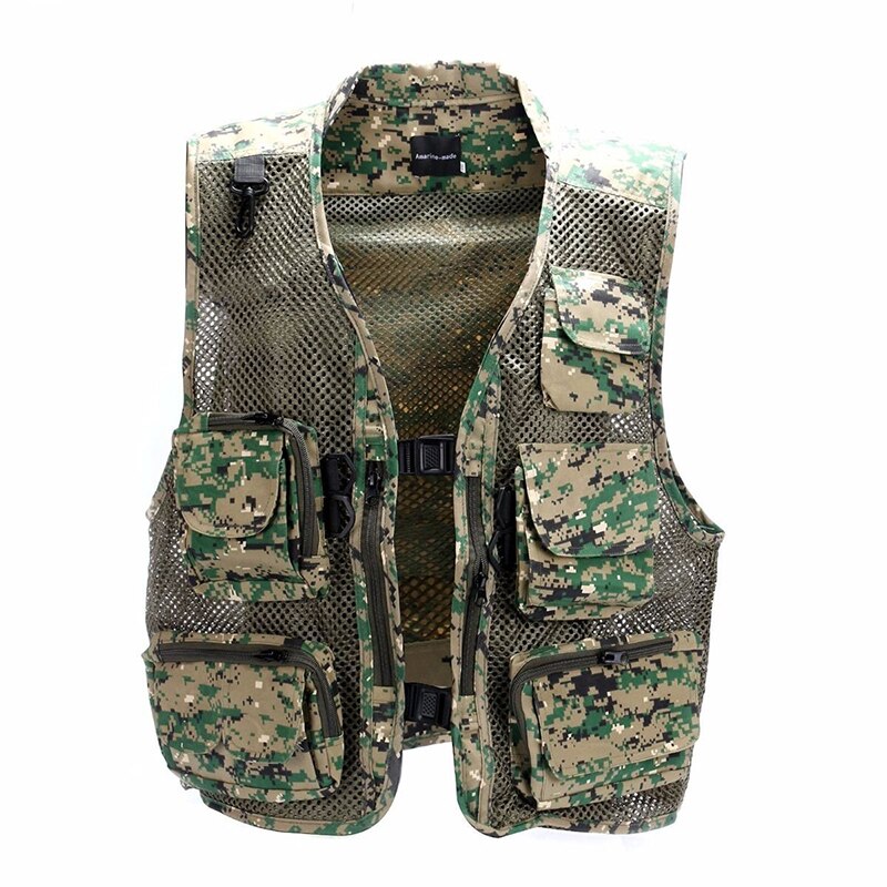 L-3XL tamaño poliéster secado rápido de pesca La vida LMesh pesca chaleco chaqueta Multi-Bolsillo Chaleco de fotógrafo chaleco 30