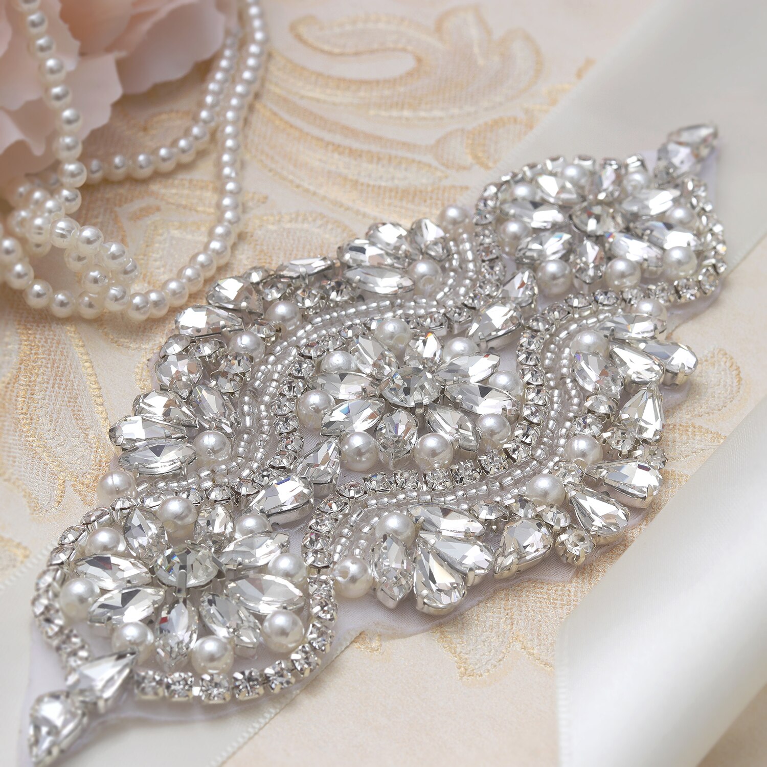 Missrdress Steentjes Wedding Riem Hand Kralen Bruids Riem Zilver Crystal Bridal Sash Voor Bruiloft Avondjurk JK851