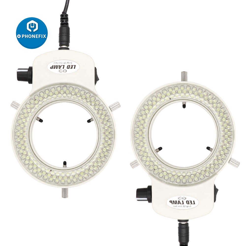 Microscopio 144 Anillo de luz LED de la lámpara del iluminador de microscopio círculo luz 0 - 100% microscopio cámara fuente de luz