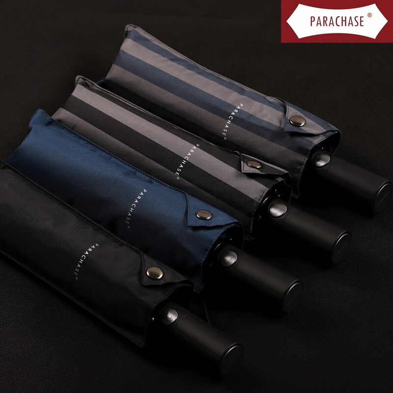 Paracaise-paraguas plegable para hombre, tela Pongee resistente a la lluvia, 102cm, banda Color puro, 3 de negocios