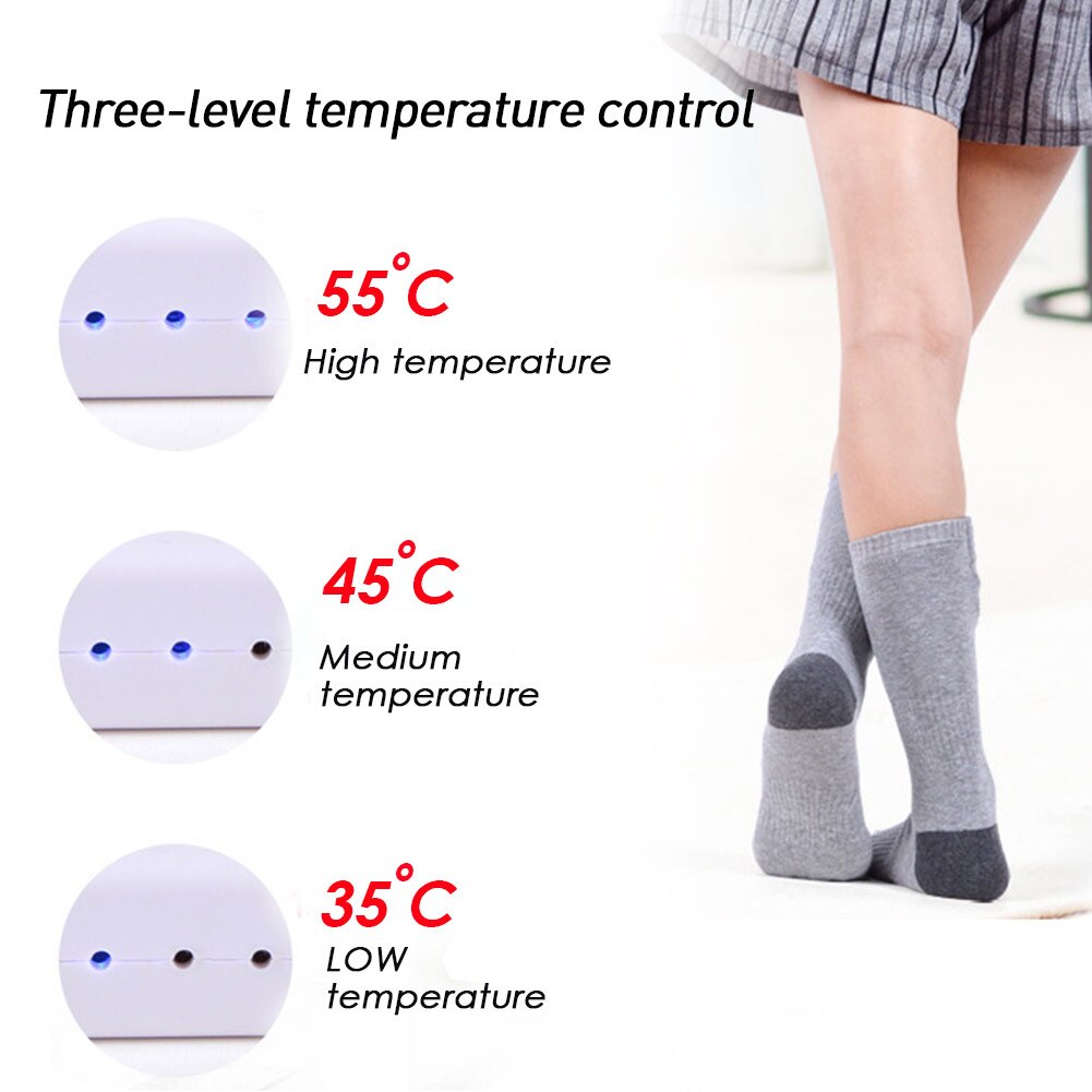 USB Rechargeable Heating Warm Socks 3-speed Adjustable Temperature 2200MAH Lithium Battery Infrared Heating For Male And Female