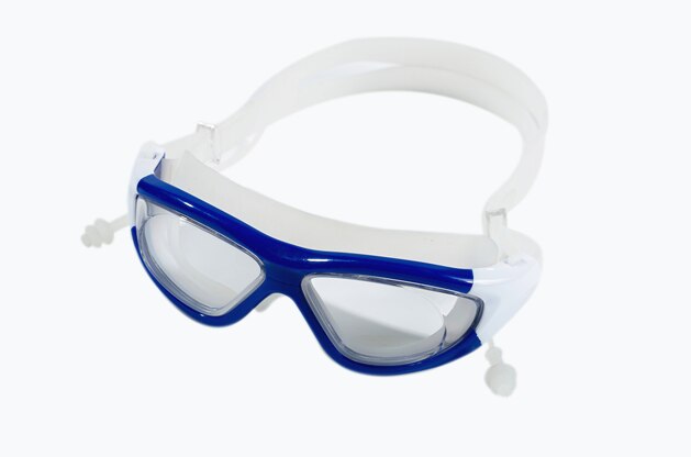 Zwembril met oordopjes anti-condens duikbril heren dames uv-bescherming zwembril duikbril: Donkerblauw