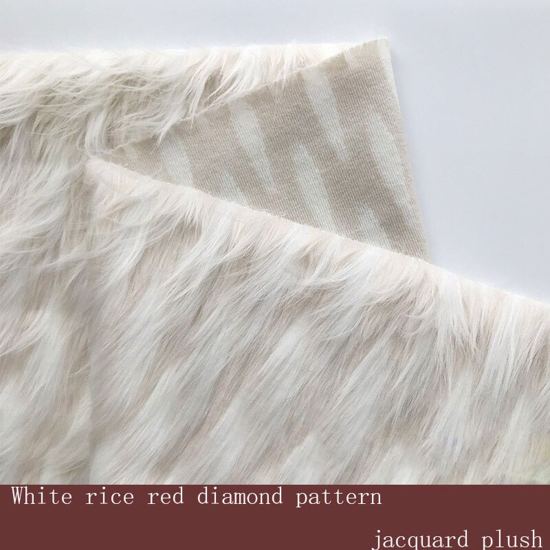Witte Rijst Rode Diamant Patroon Jacquard Pluche Kleding Thuis Textiel Pluche