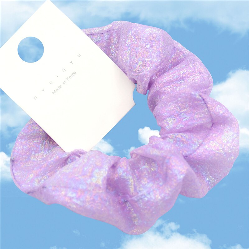Glitter Mermaid Elastic Hair Rubber Bands Shiny Colorful Women Girls Hair Scrunchie Hair Ties Ring Rope Ponytail Holder Braiders: Mermaid Purple