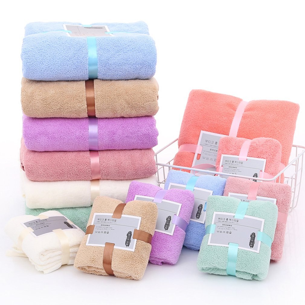 Dikke Gekamd Katoen & Coral Fleece Badkamer Handdoeken Set Zachte Pluizige Absorberende Handdoeken Sets Voor Badkamer Dagelijks Gebruik