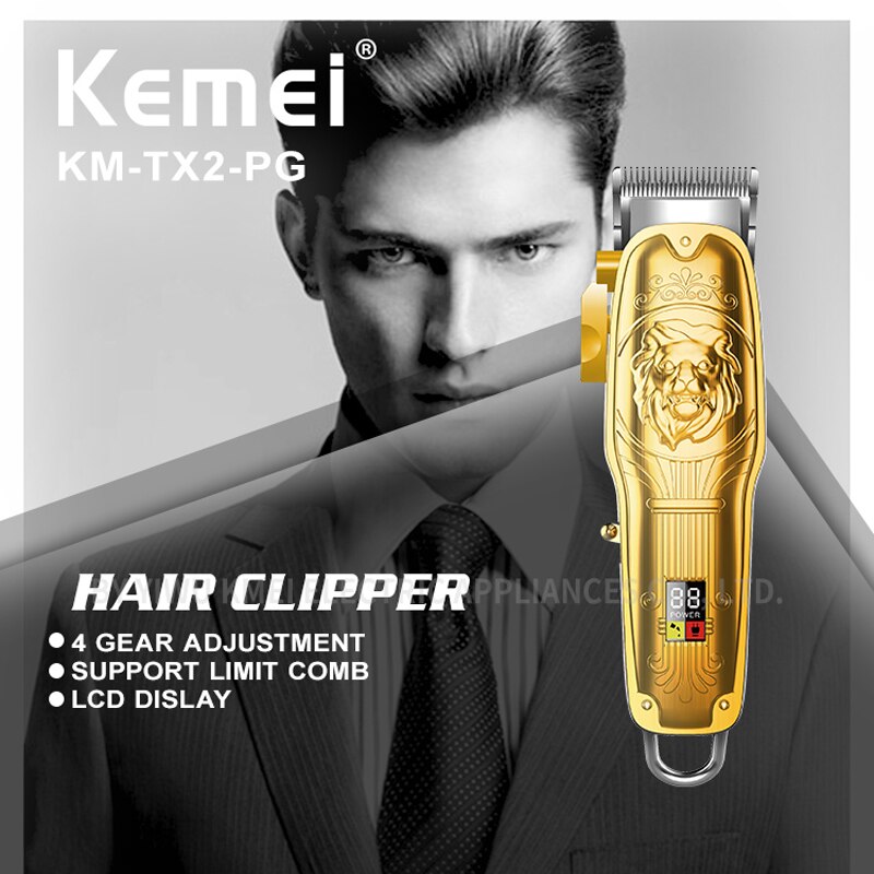 LCD hair trimmer rechargeable cordless hair clipper finishing blending electric hair cutting machine taper lever