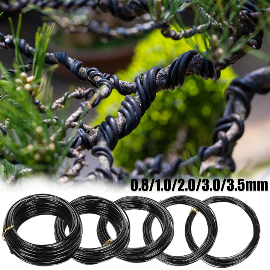 0.8mm 1.0mm 2.0mm 3.0mm 3.5mmx5Meter Black Bonsai Wire Anodized Aluminum Bonsai Training Wire Garden DIY Tool for Plant Shapes