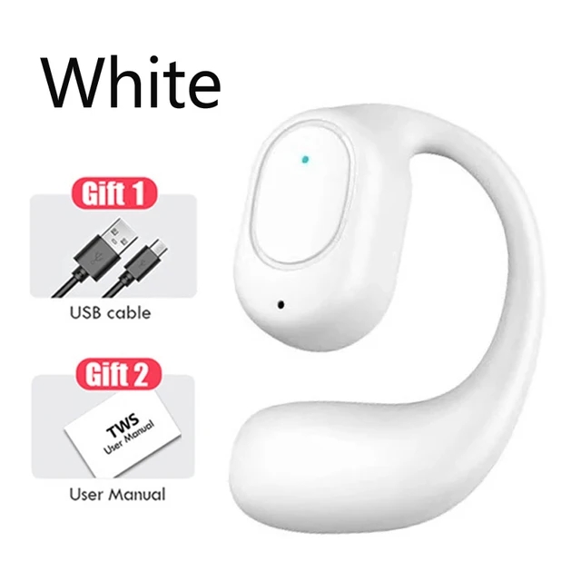 Wireless Headphones Bluetooth Headset With Microphone Bone Conduction Handsfree Noise Canceling Earphones For Driving Audifonos: WHITE
