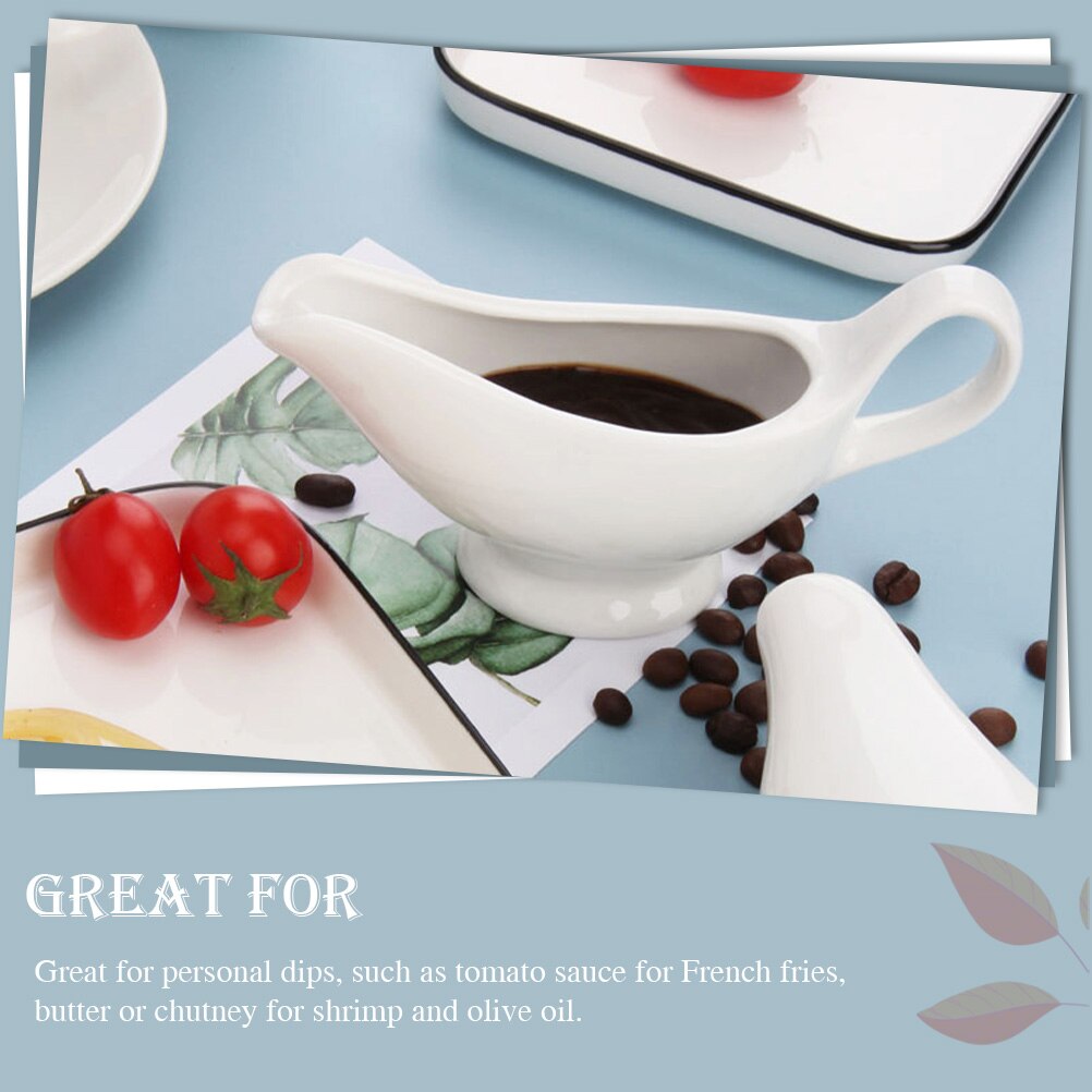 2Pcs Ceramic Serving Jugs Sauce Pitchers Steak Gravy Boats Restaurant Condiment Bowls