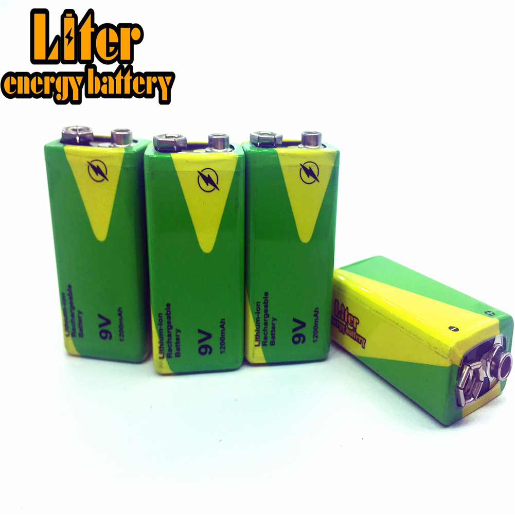 1/2/4 stuks Hoge Capaciteit 1200mah 9v Volt Oplaadbare Ni-Mh Batterijen 9 Voltage Nimh Instrumenten rookmelder Batterey Pack: 4 pieces