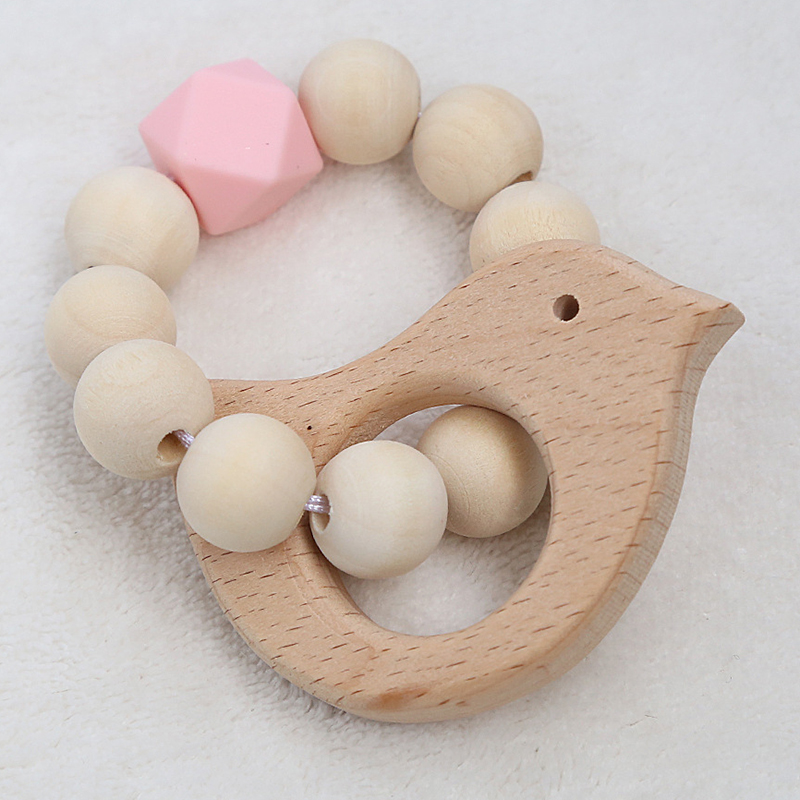 Baby bijtring Pasgeboren Chewable Verpleging speelgoed Baby Bijtring Armband Kettingen houten decoratie Natuurlijke stop Zuigen Duim YZL021