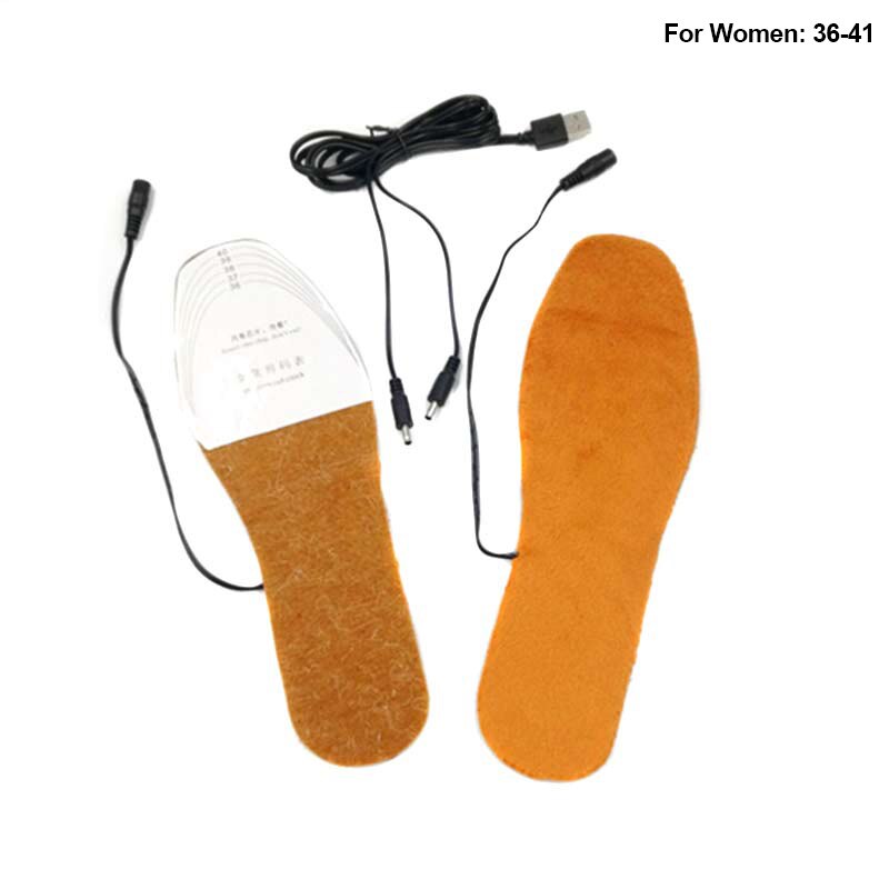 USB Heated Insoles Electric Pads Winter Foot Warmers Shoes Boot Heater Insoles Washable Warm Thermal Insoles Unisex Plantillas: women 36-41