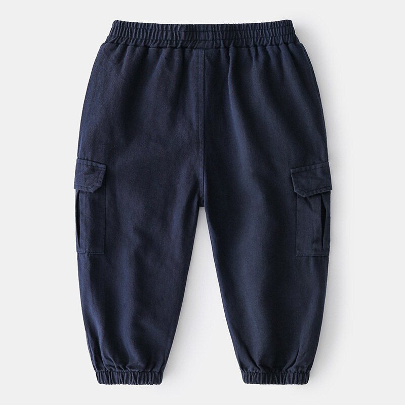 Mudkingdom-pantalones Cargo para niño, peto con bolsillos de dibujos animados, cintura elástica, pantalones sólidos para correr, ropa informal para niño, Primavera