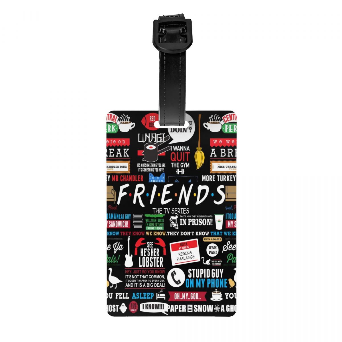Custom Vrienden Tv Show Bagagelabel Met Naam Kaart Privacy Cover Id Label Voor Reistas Koffer: Donkergrijs