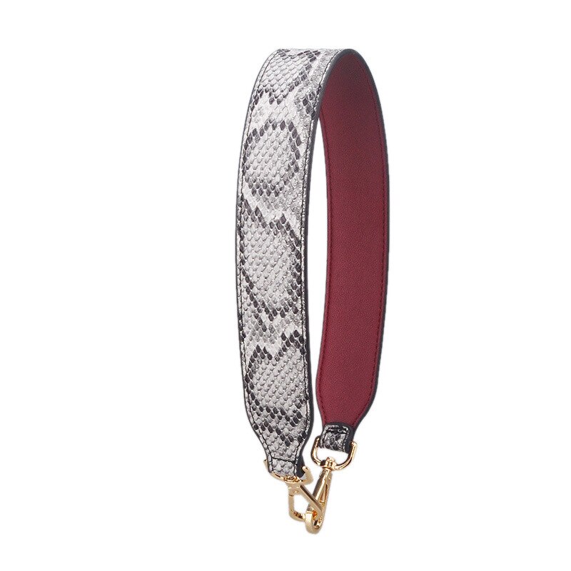 Serpentine Bag Belt snakeskin Print Bag Strap PU Leather Female Bag Handles Purse Strap Solid Color Gold Buckle Belt: snakeskin red / gold hanger