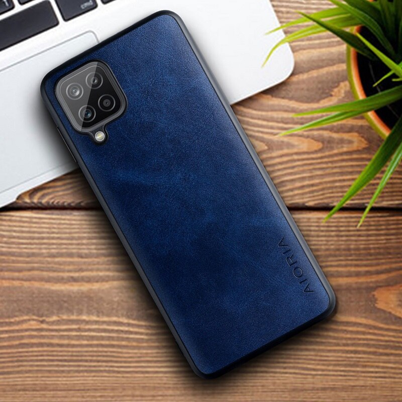 Coque de téléphone en cuir Vintage, étui de luxe pour Samsung Galaxy A12: dark blue