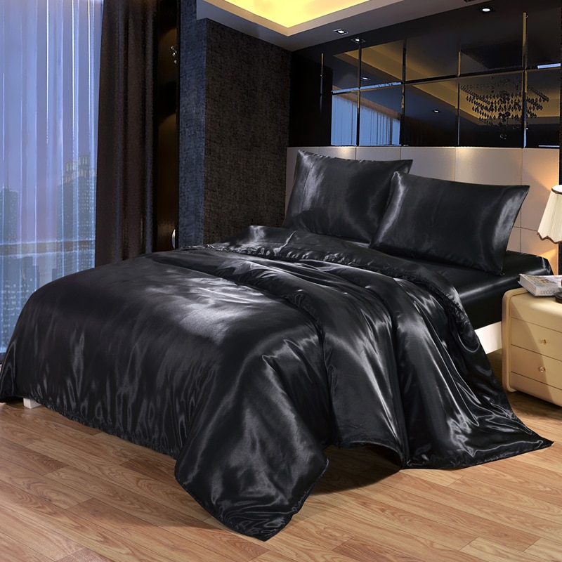 EHOMEBUY housse de couette fermeture éclair housse de couette couleur unie noir avancé 1 pièce maison hôtel lit doux qualifié confortable