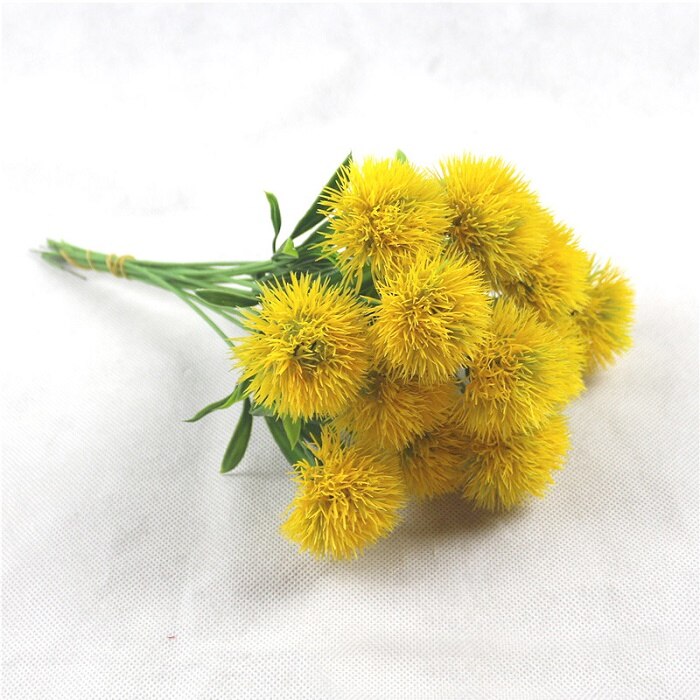 Flores artificiales de diente de león, decoración para de boda, ramo de novia, suministros de arreglo de flores, 1 unidad: YELLOW