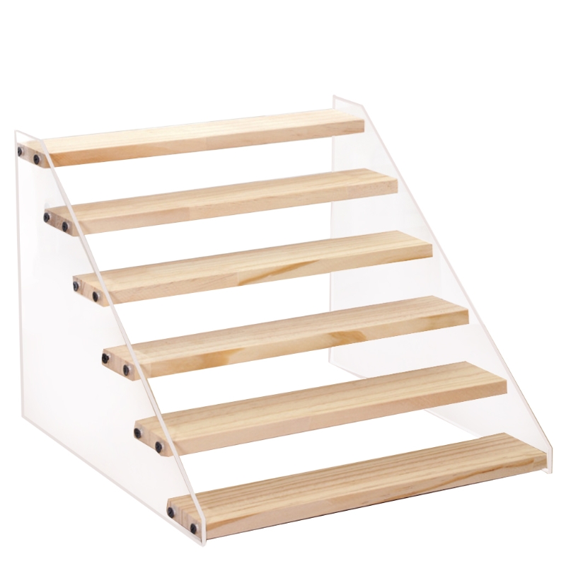 L21A Multifloor Clear Acrylic Trapezoid Display Stand Jewelry Showcase Cosmetics